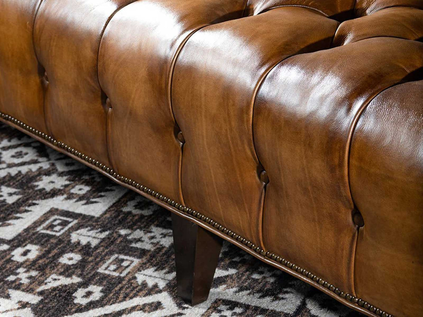 Dudi Furniture Chesterfield Traditional Three Seater Sofa Caramel Brown
