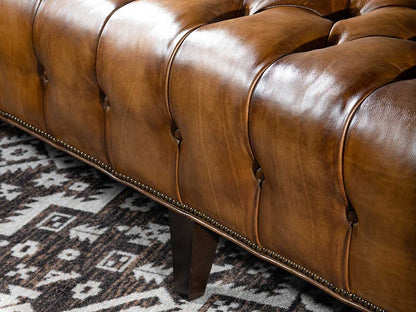 Dudi Furniture Chesterfield Traditional Three Seater Sofa Caramel Brown