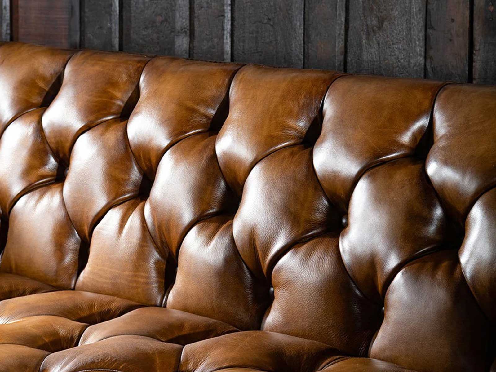 Dudi Furniture Chesterfield Traditional Three Seater Sofa Caramel Brown