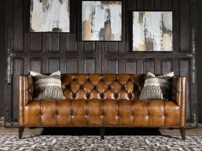 Dudi Furniture Chesterfield Traditional Three Seater Sofa Caramel Brown