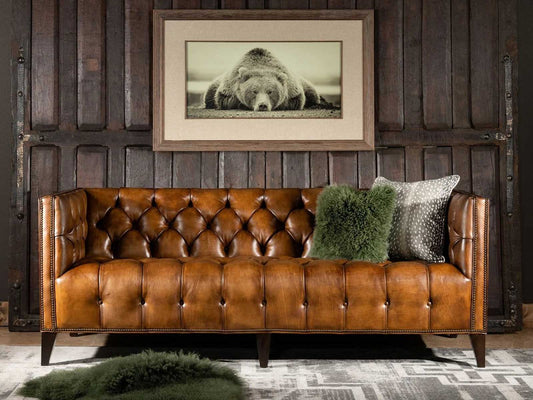 Dudi Furniture Chesterfield Traditional Three Seater Sofa Caramel Brown