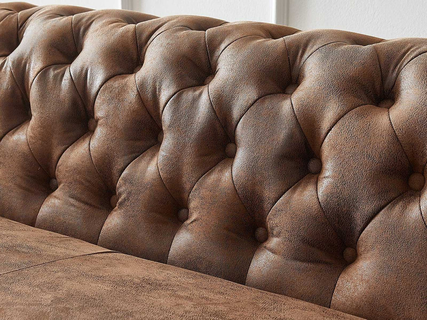 Dudi Furniture Chesterfield Vintage Brown Three Seater Sofa