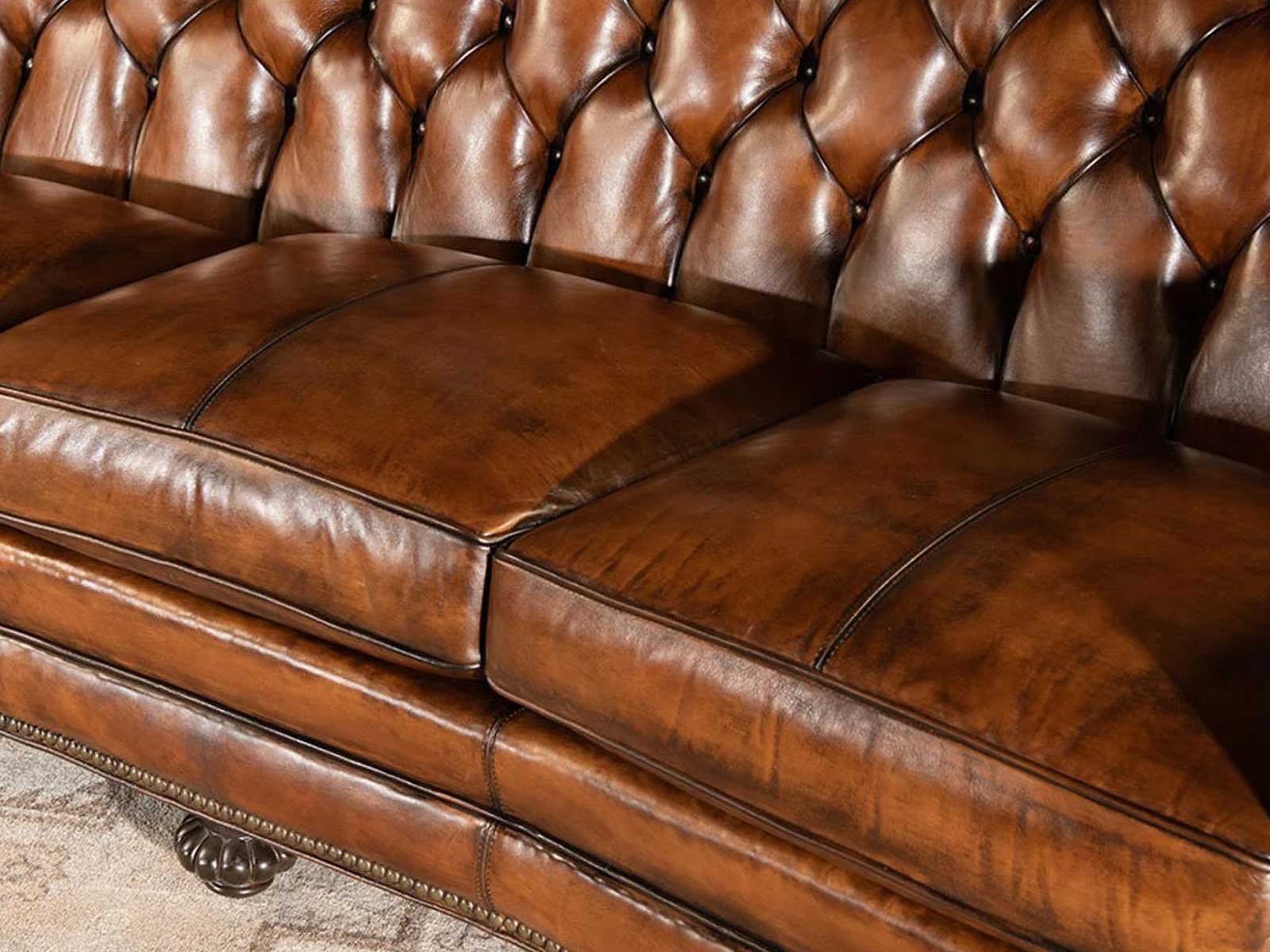 Dudi Furniture Chesterfield Traditional Three Seater Sofa Caramel Brown (2)