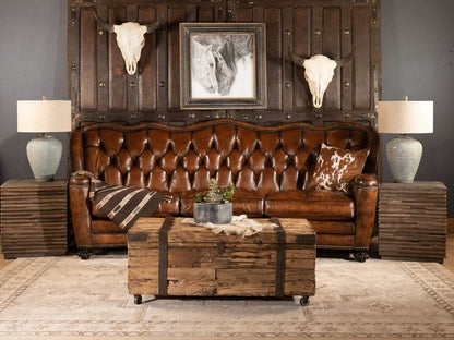 Dudi Furniture Chesterfield Traditional Three Seater Sofa Caramel Brown (2)