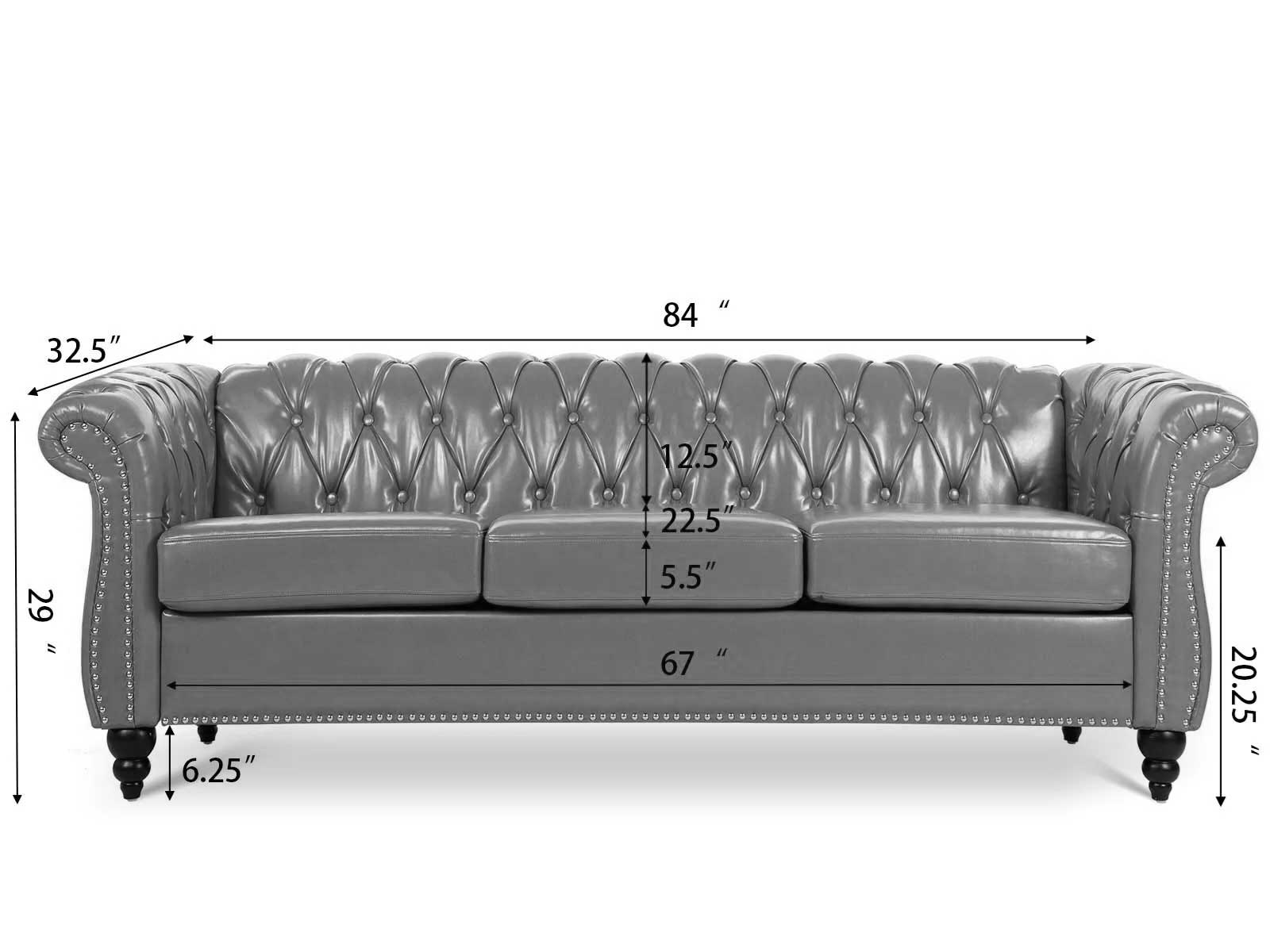 Dudi Furniture Chesterfield Traditional Three Seater Sofas