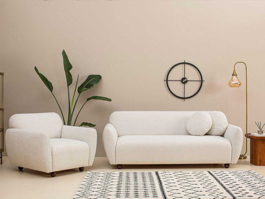 Dudi Furniture Daisy 3 Seater Fabric Sofa Pearl White