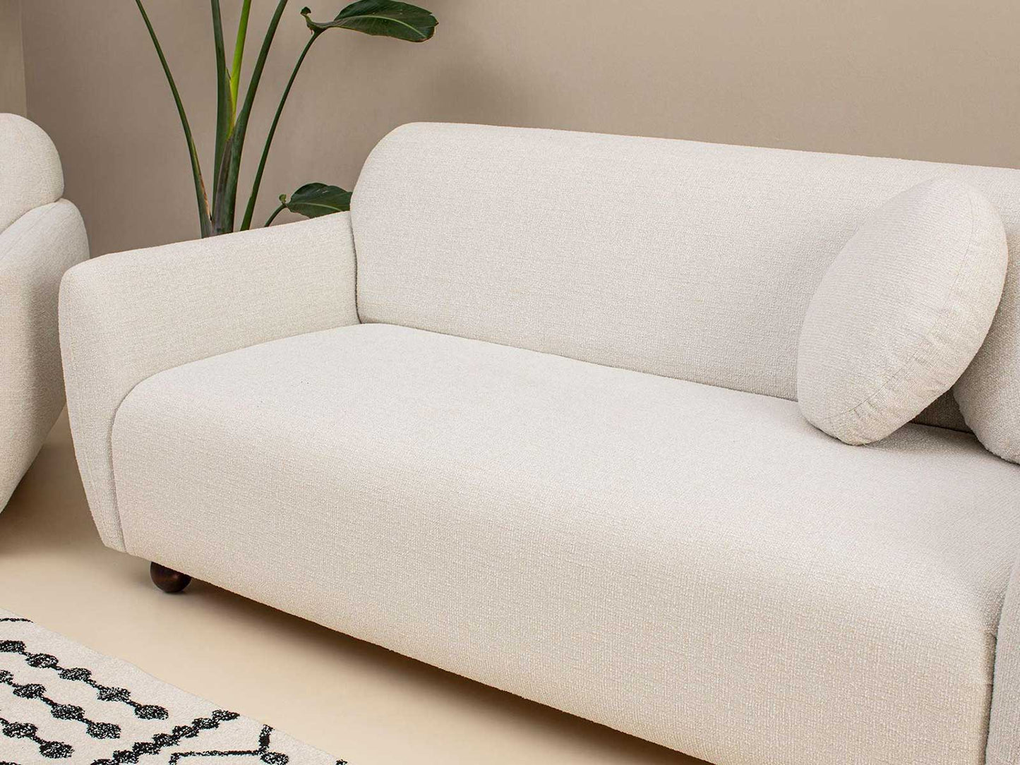 Dudi Furniture Daisy 3 Seater Fabric Sofa Pearl White