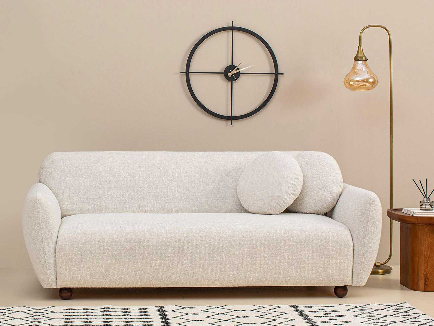 Dudi Furniture Daisy 3 Seater Fabric Sofa Pearl White