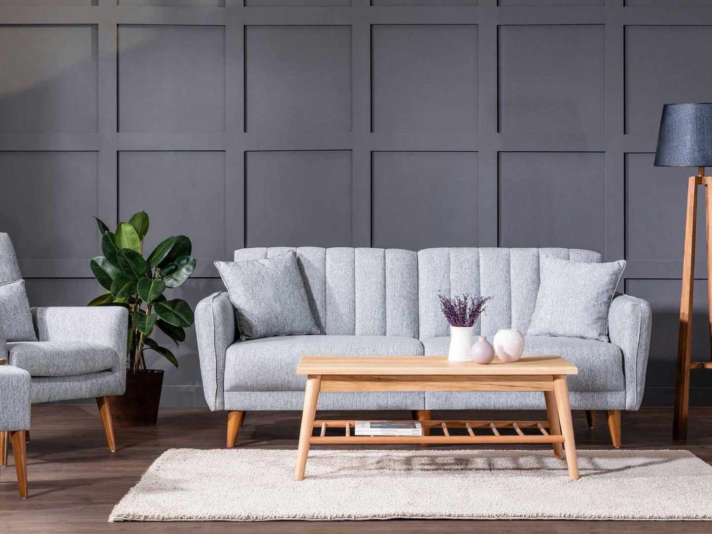 Dudi Furniture Daisy Three Seater Light Grey