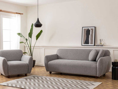 Dudi Furniture Daisy 3 Seater Fabric Sofa Light Grey