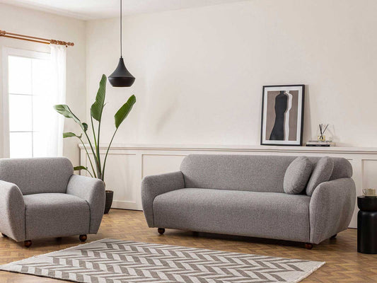 Dudi Furniture Daisy 3 Seater Fabric Sofa Light Grey