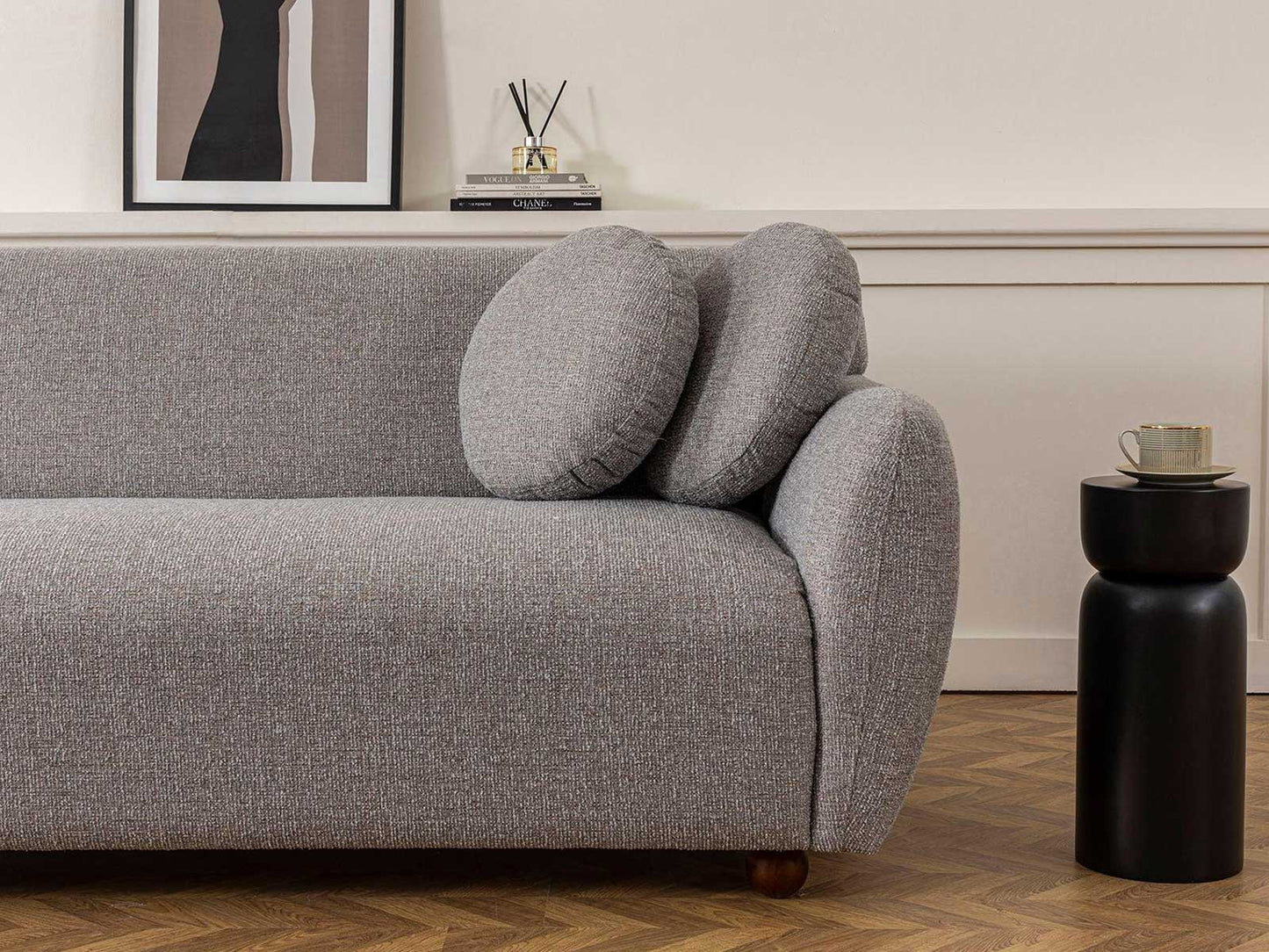 Dudi Furniture Daisy 3 Seater Fabric Sofa Light Grey
