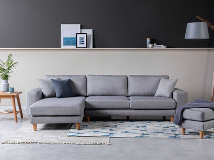 Dudi Furniture Diana Sectional Fabric Sofa Silver Grey