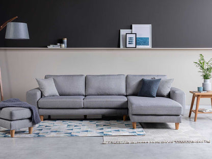 Dudi Furniture Diana Sectional Fabric Sofa Silver Grey