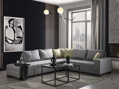 Dudi Furniture Diana Corner Fabric Sofa (Silver Grey)
