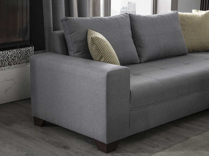 Dudi Furniture Diana Corner Fabric Sofa (Silver Grey)
