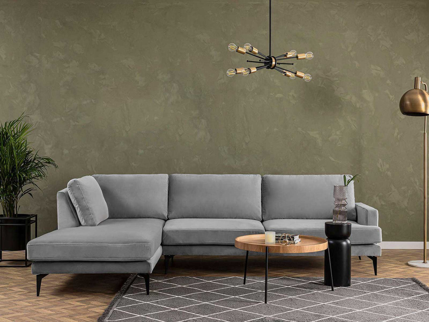 Dudi Furniture Diana Sectional Fabric Sofa Cloud Grey