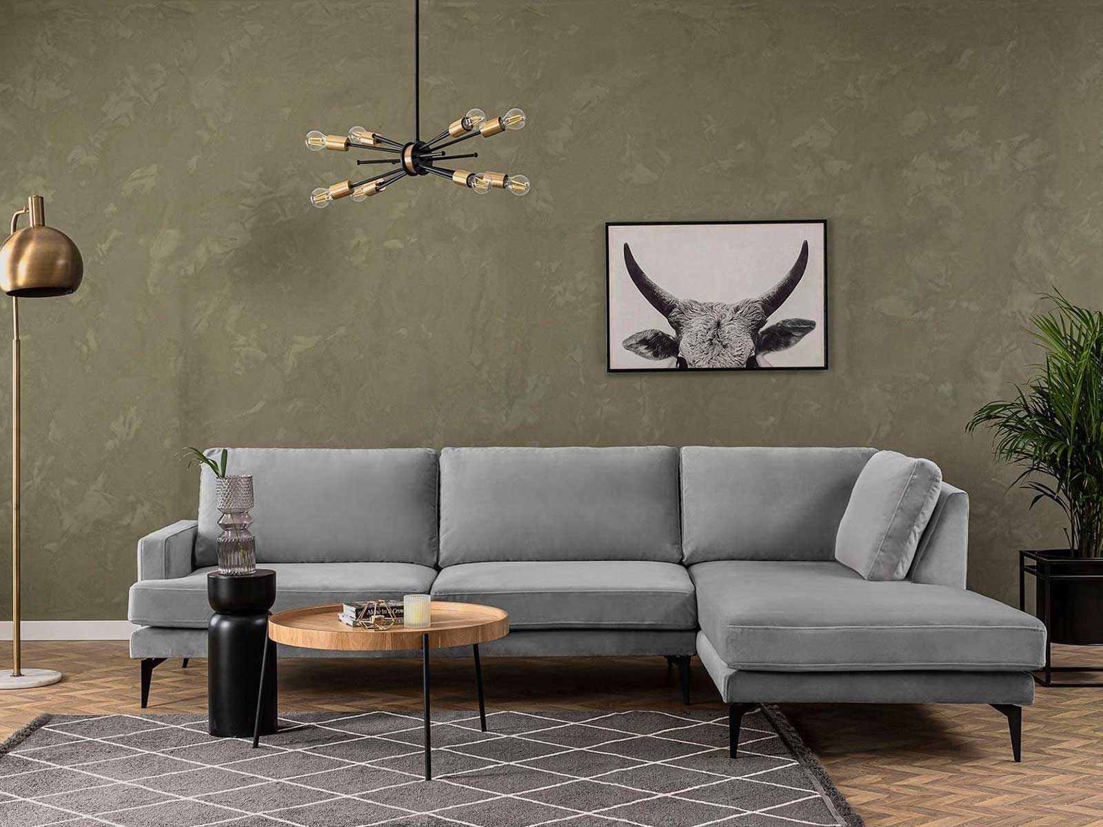 Dudi Furniture Diana Sectional Fabric Sofa Cloud Grey