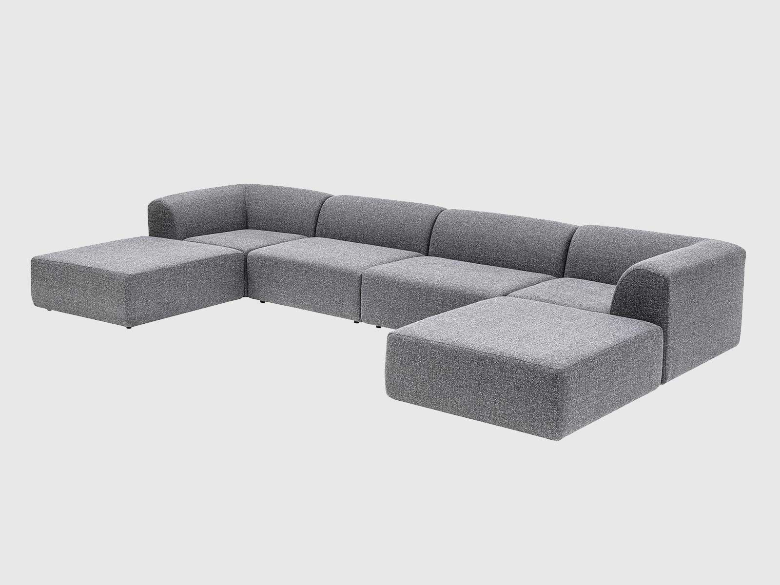 Dudi Furniture Diana U Shaped Sectional Fabric Sofa (Light Grey)