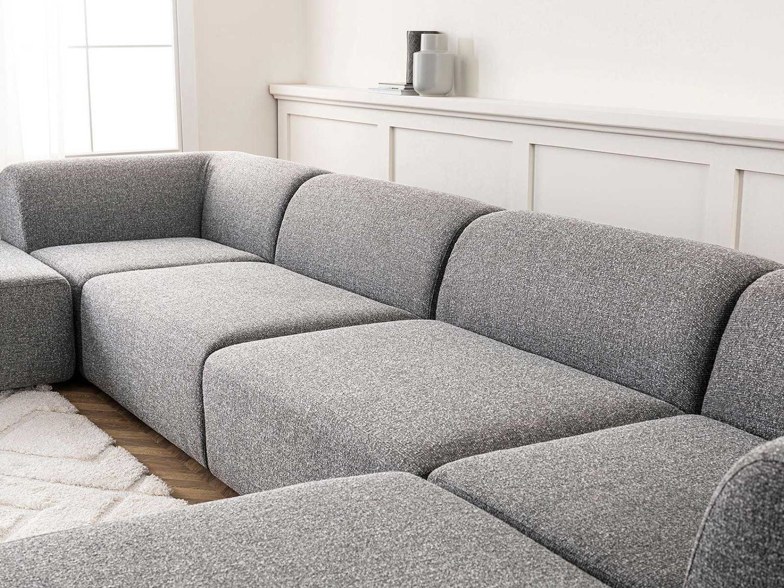 Dudi Furniture Diana U Shaped Sectional Fabric Sofa (Light Grey)