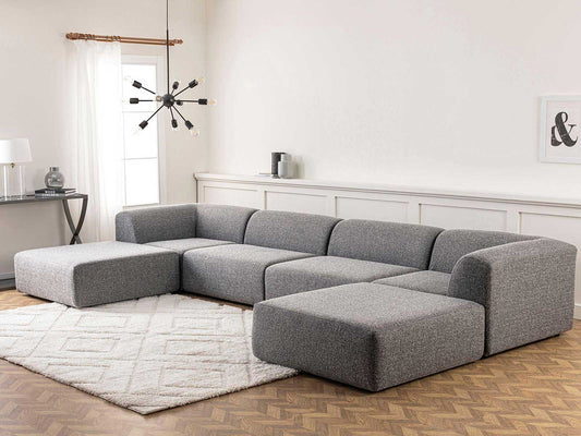 Dudi Furniture Diana U Shaped Sectional Fabric Sofa (Light Grey)