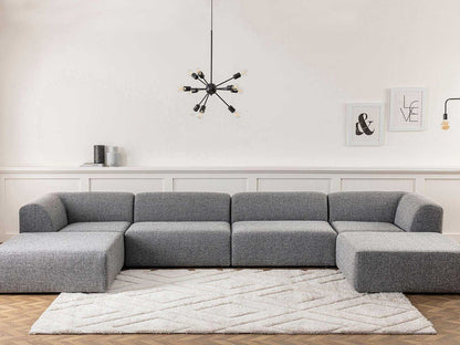 Dudi Furniture Diana U Shaped Sectional Fabric Sofa (Light Grey)