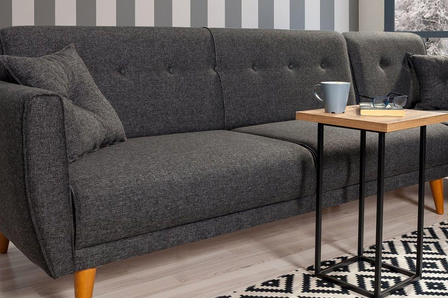 Dudi Furniture Diana Corner Fabric Sofa Shadow Grey