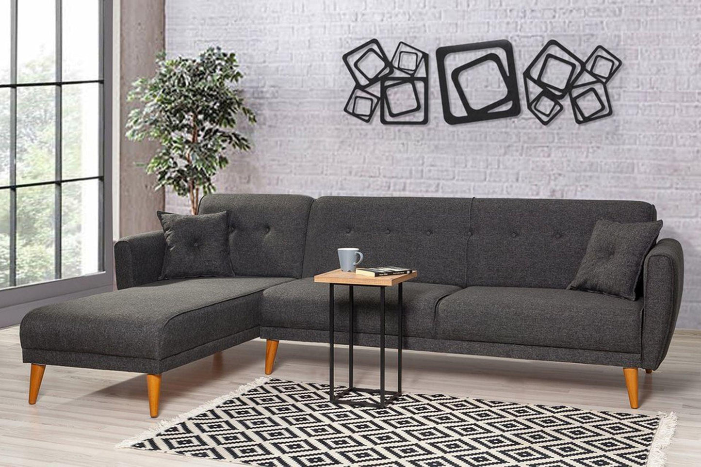Dudi Furniture Diana Corner Fabric Sofa Shadow Grey
