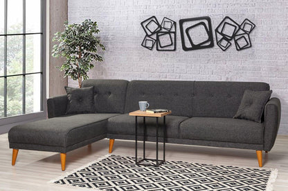 Dudi Furniture Diana Corner Fabric Sofa Shadow Grey