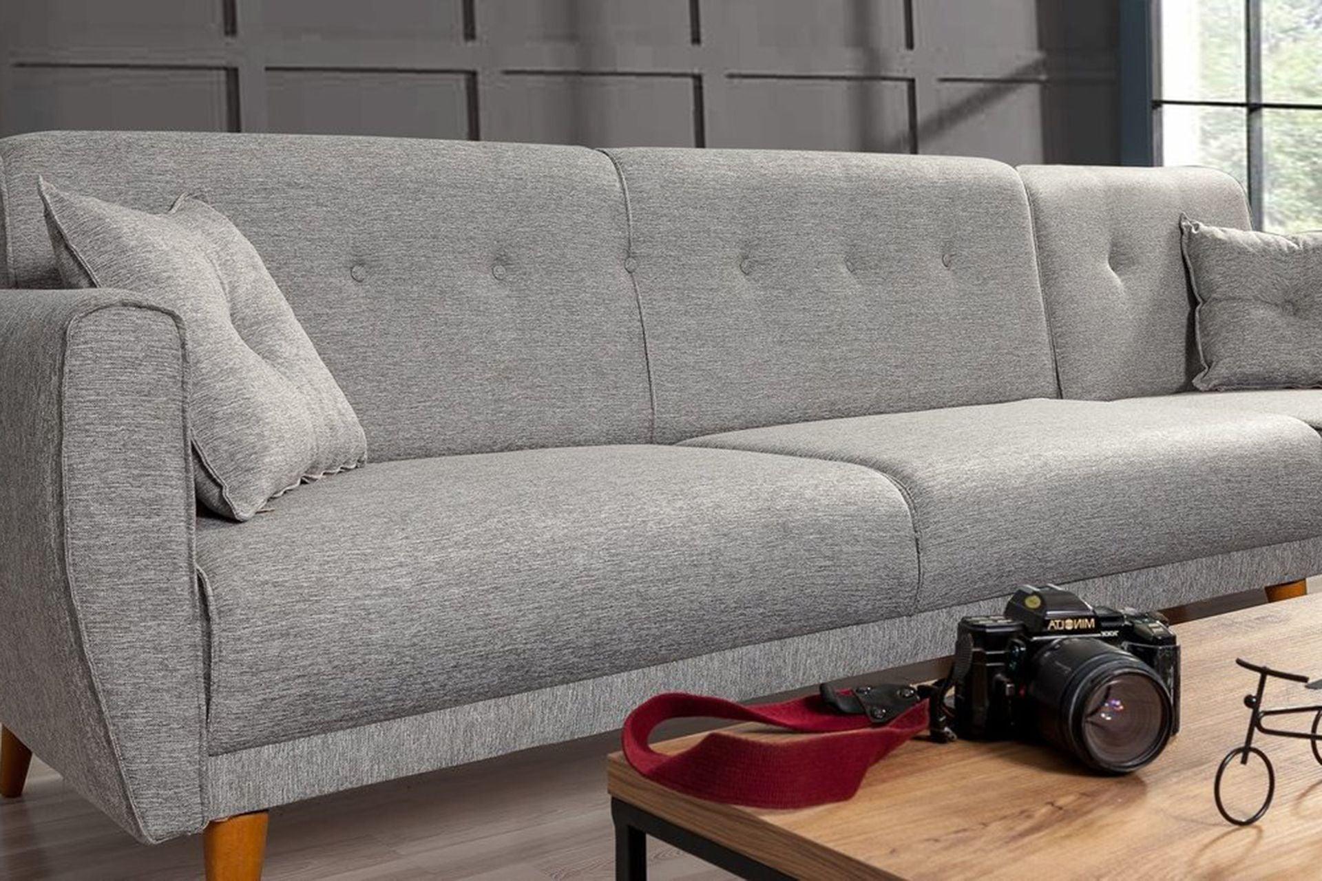 Dudi Furniture Diana Corner Fabric Sofa Dolphin Grey