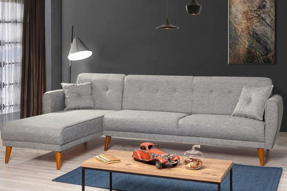 Dudi Furniture Diana Corner Fabric Sofa Dolphin Grey