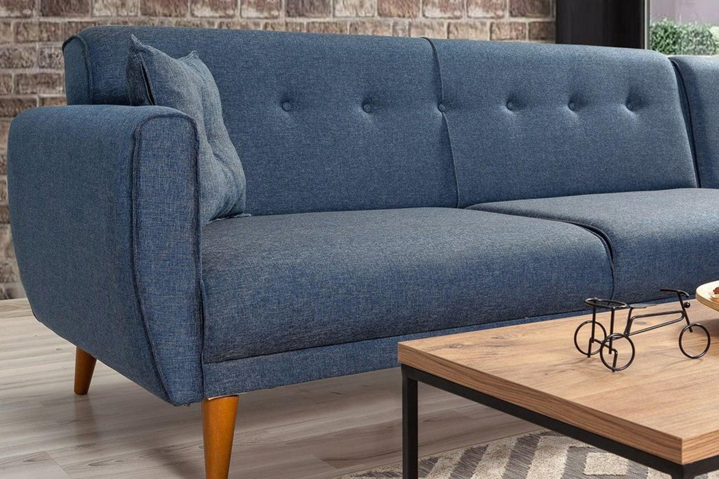 Dudi Furniture Diana Sectional Fabric Sofa Navy Blue