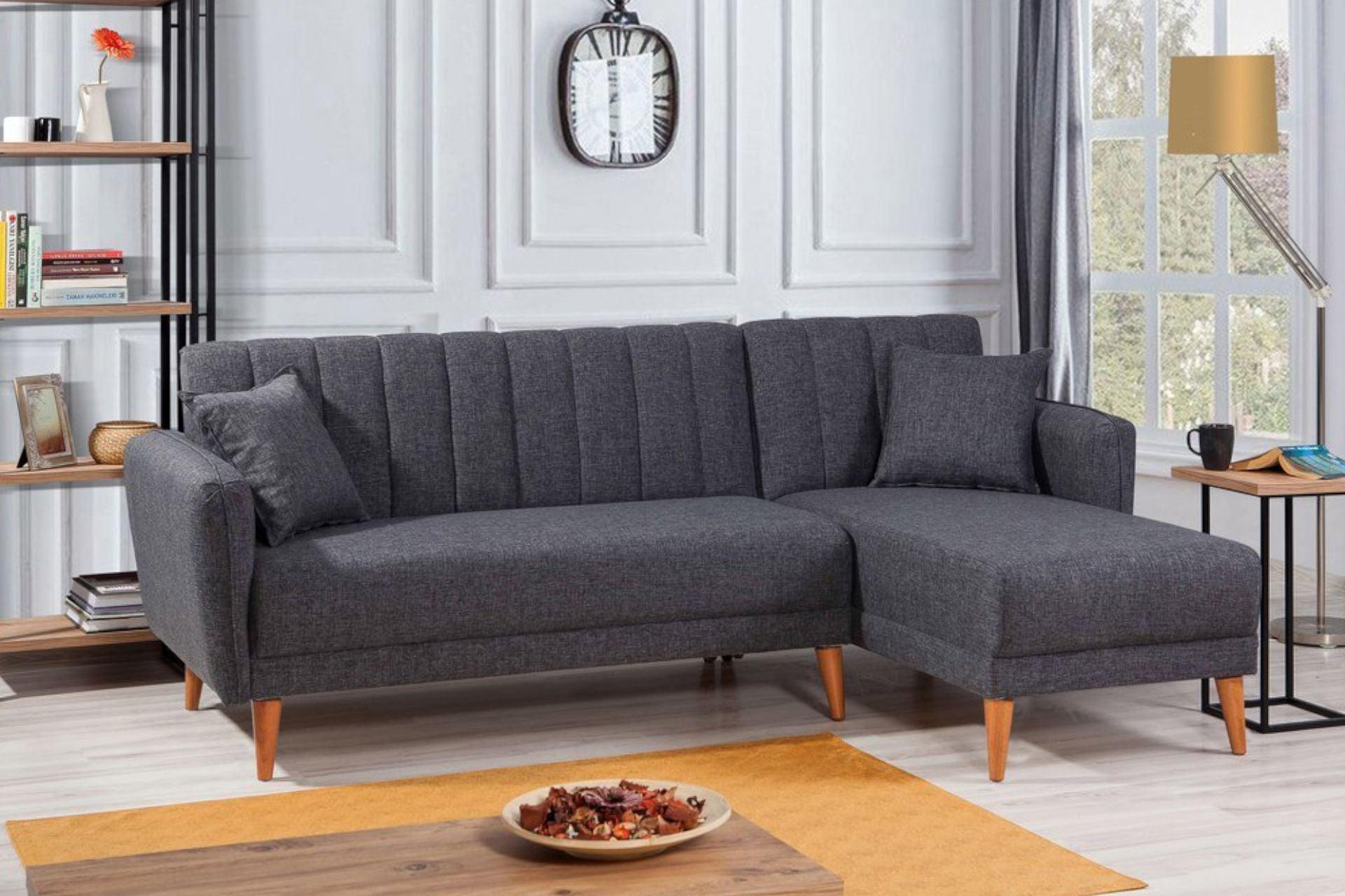 Dudi Furniture Diana Sectional Fabric Sofa Shadow Grey