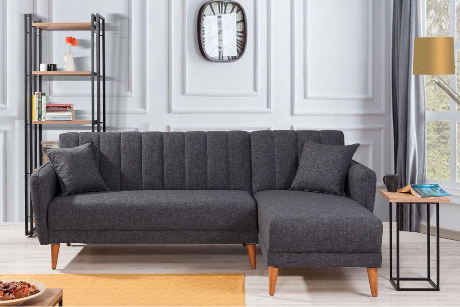 Dudi Furniture Diana Sectional Fabric Sofa Shadow Grey