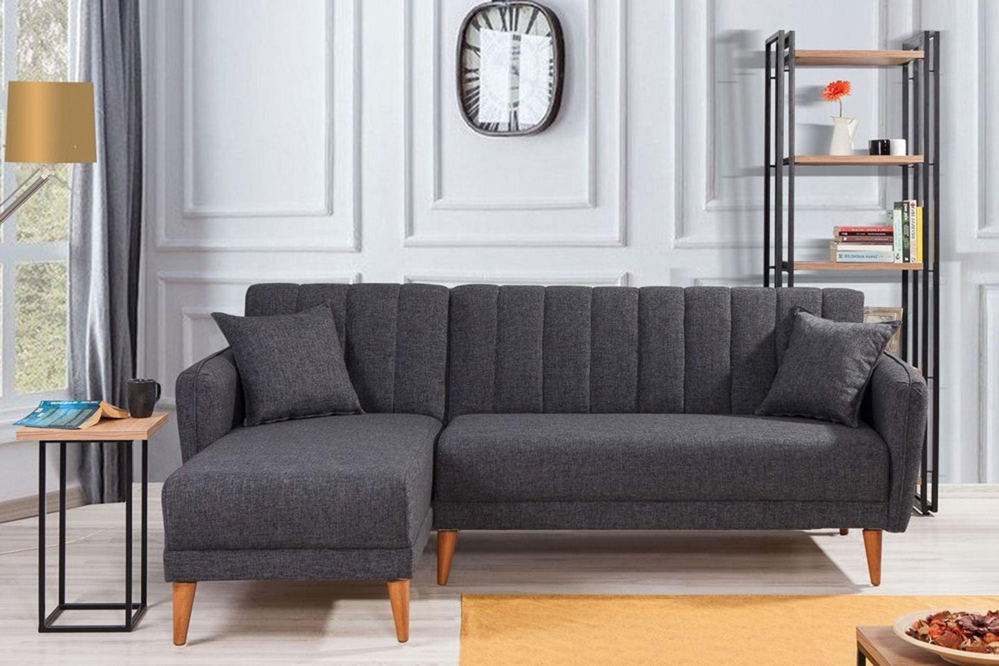 Dudi Furniture Diana Sectional Fabric Sofa Shadow Grey