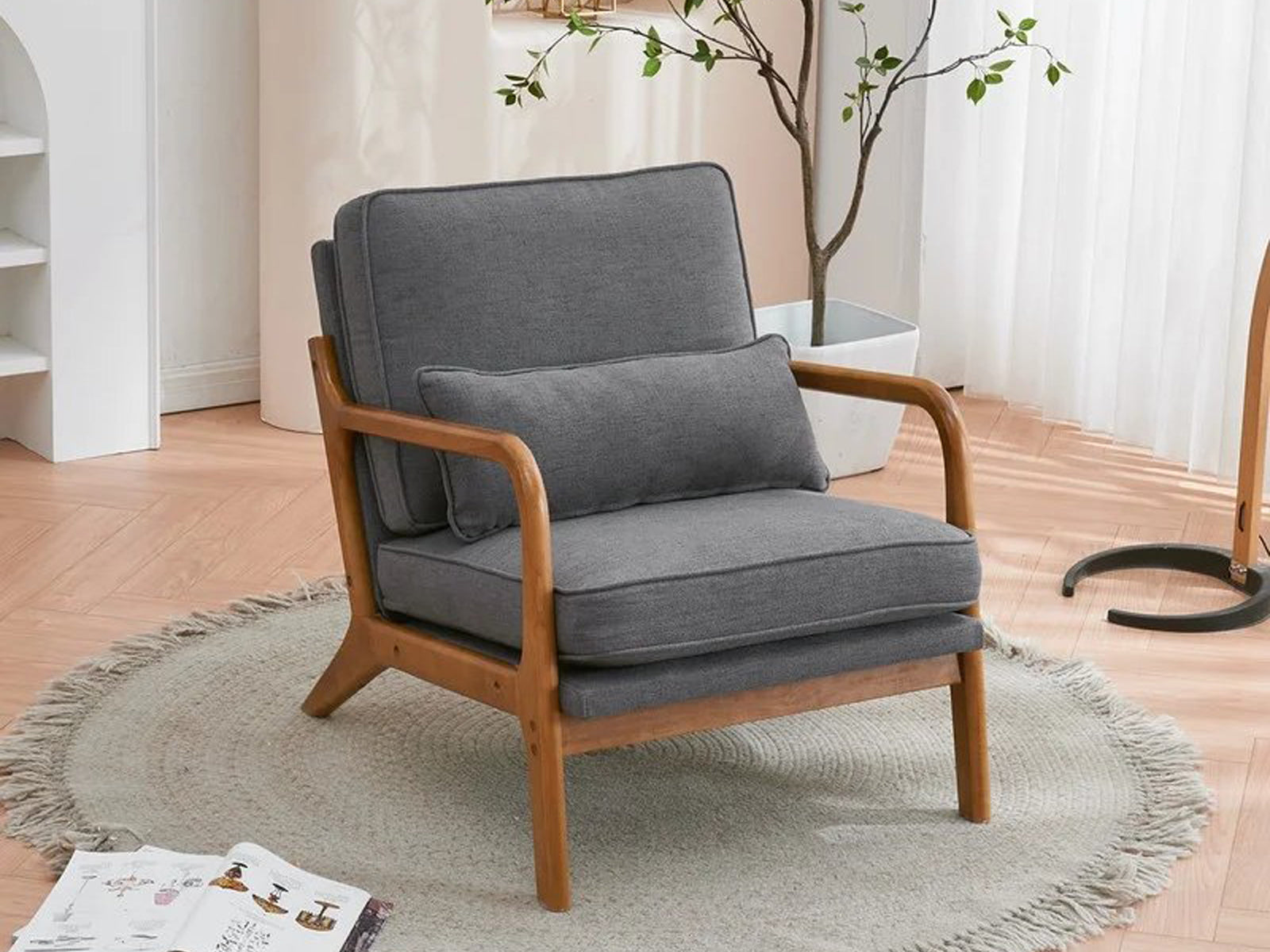 Dudi Furniture Elementary Modern Solid Wood Armchair