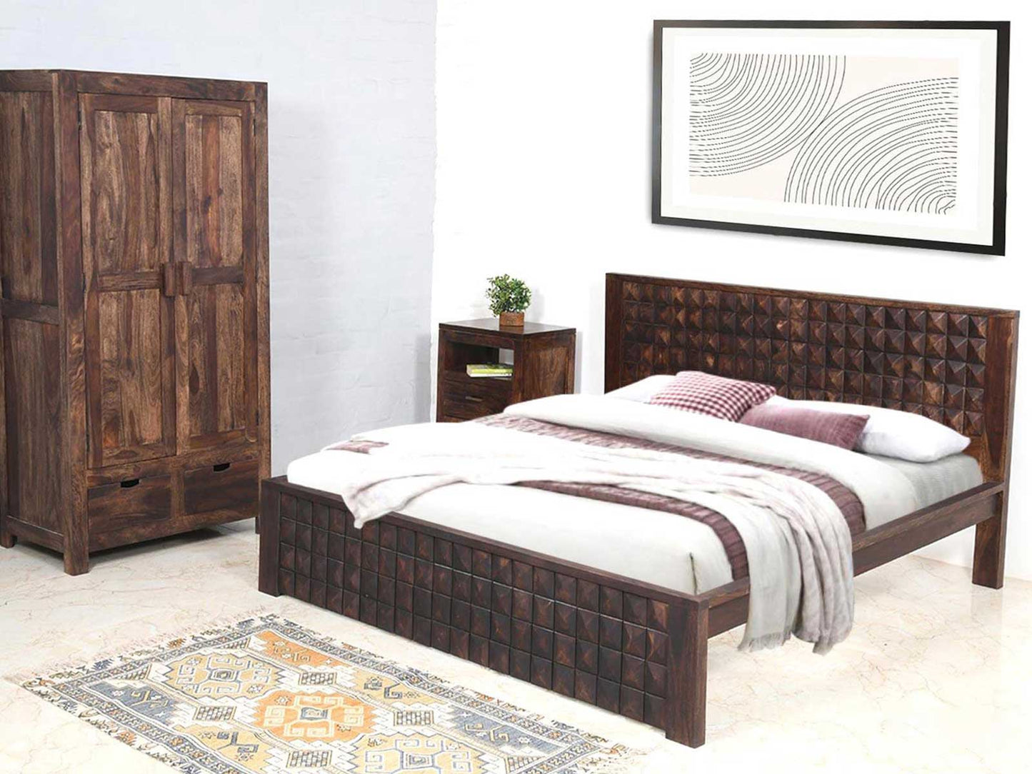 Dudi Furniture Gangaur Solid Sheesham Wood Bed