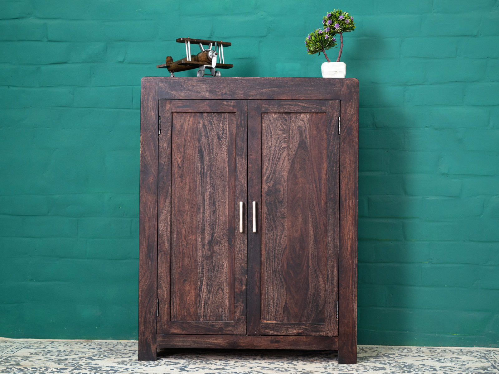 Dudi Furniture Gangaur Modern Solid Wood Shoe Rack Cabinet
