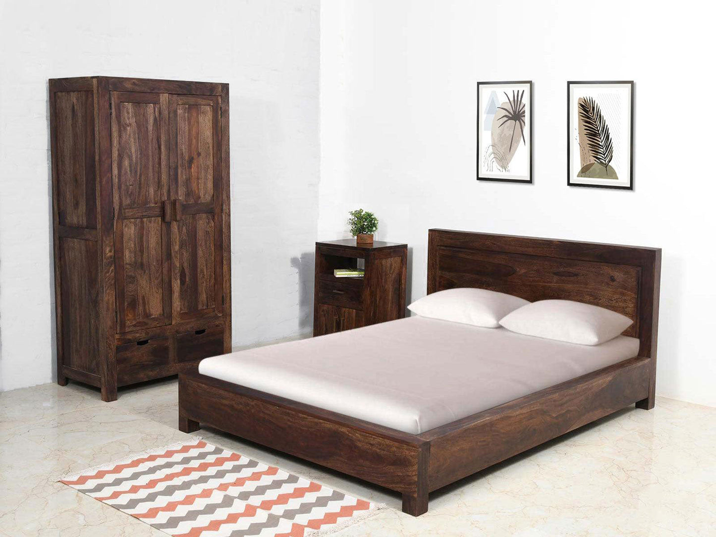 Dudi Furniture Gangaur Solid Sheesham Wood King Size Bed