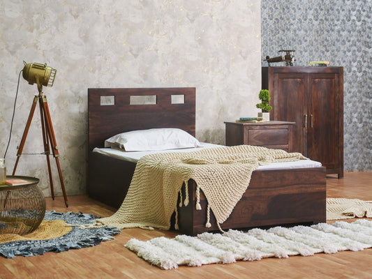 Dudi Furniture Gangaur Solid Sheesham Wood Single Bed