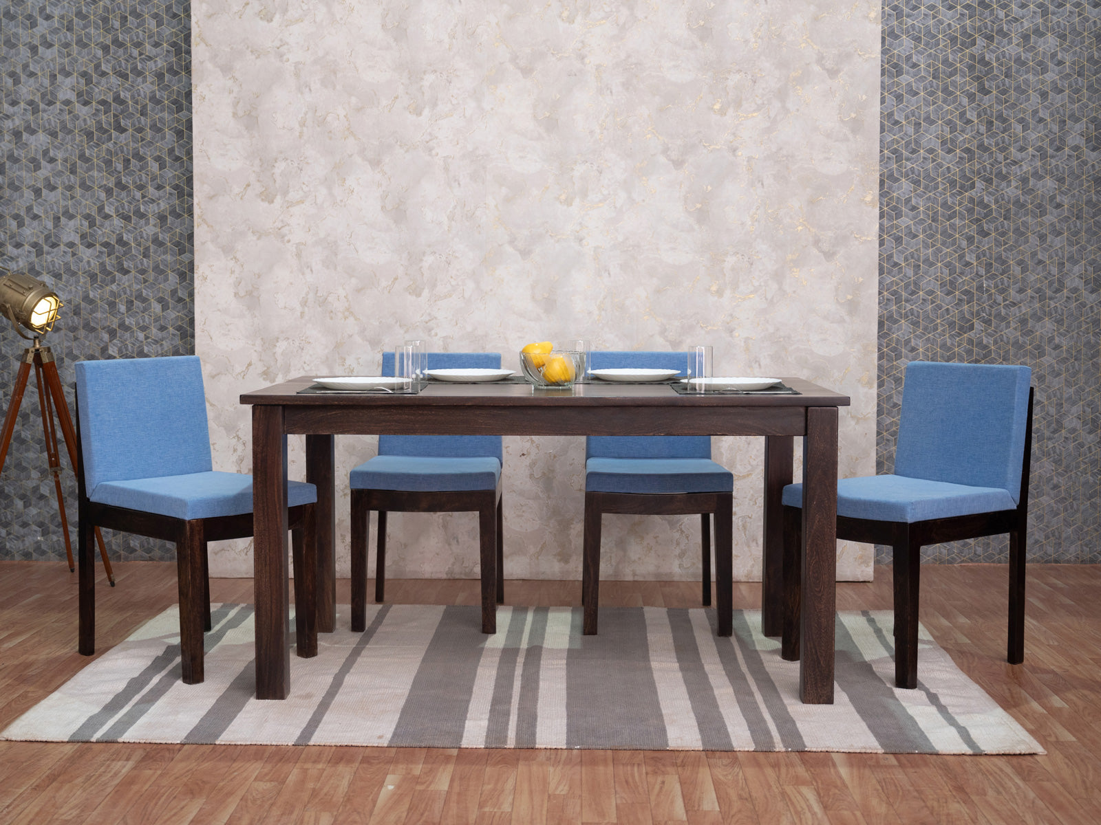 Dudi Furniture Gangaur Solid Wood 6 Seater Dining Set with Chairs