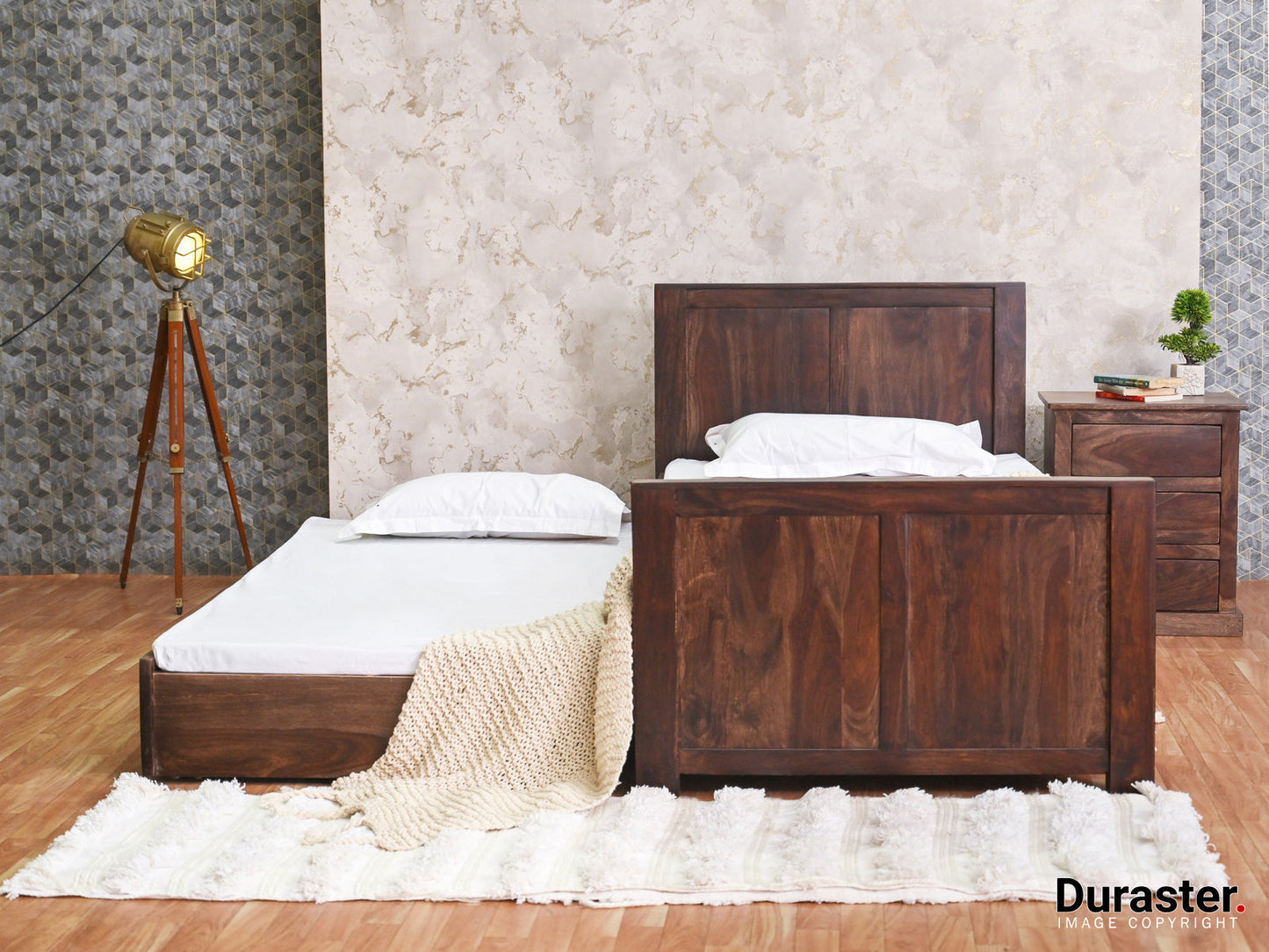 Dudi Furniture Gangaur Solid Wood Trundle Bed