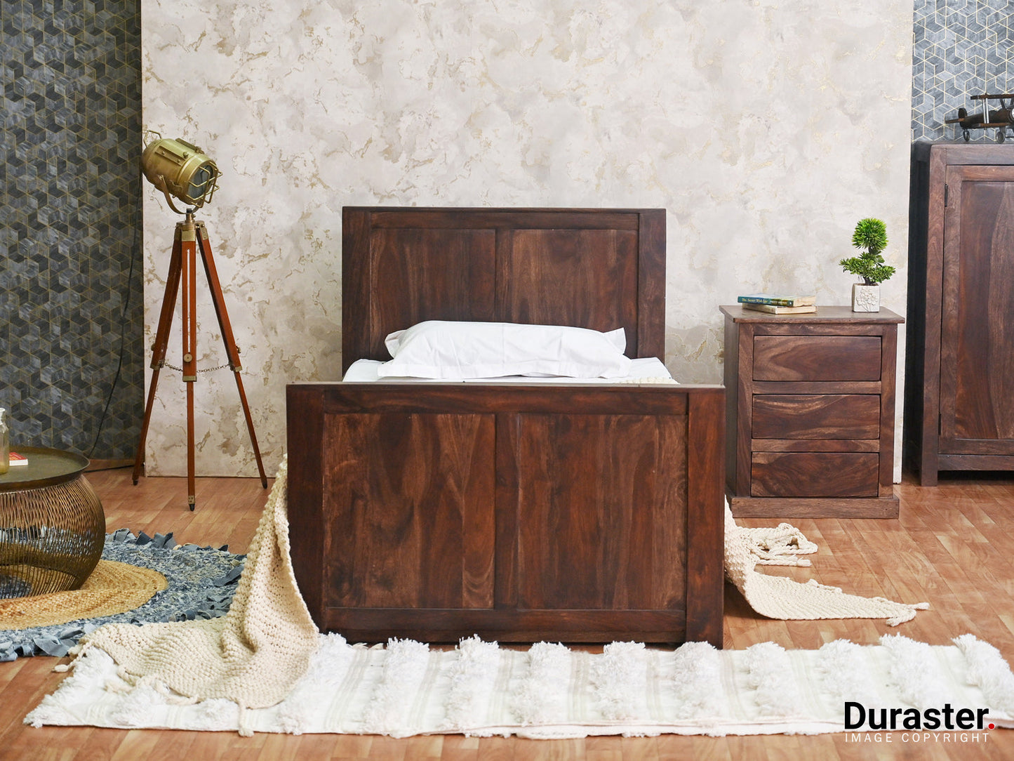 Dudi Furniture Gangaur Solid Wood Trundle Bed