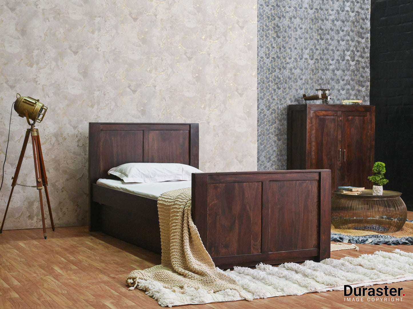 Dudi Furniture Gangaur Solid Wood Trundle Bed