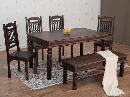 Dudi Furniture Gangaur Traditional 6 Seater Dining Set with Chairs