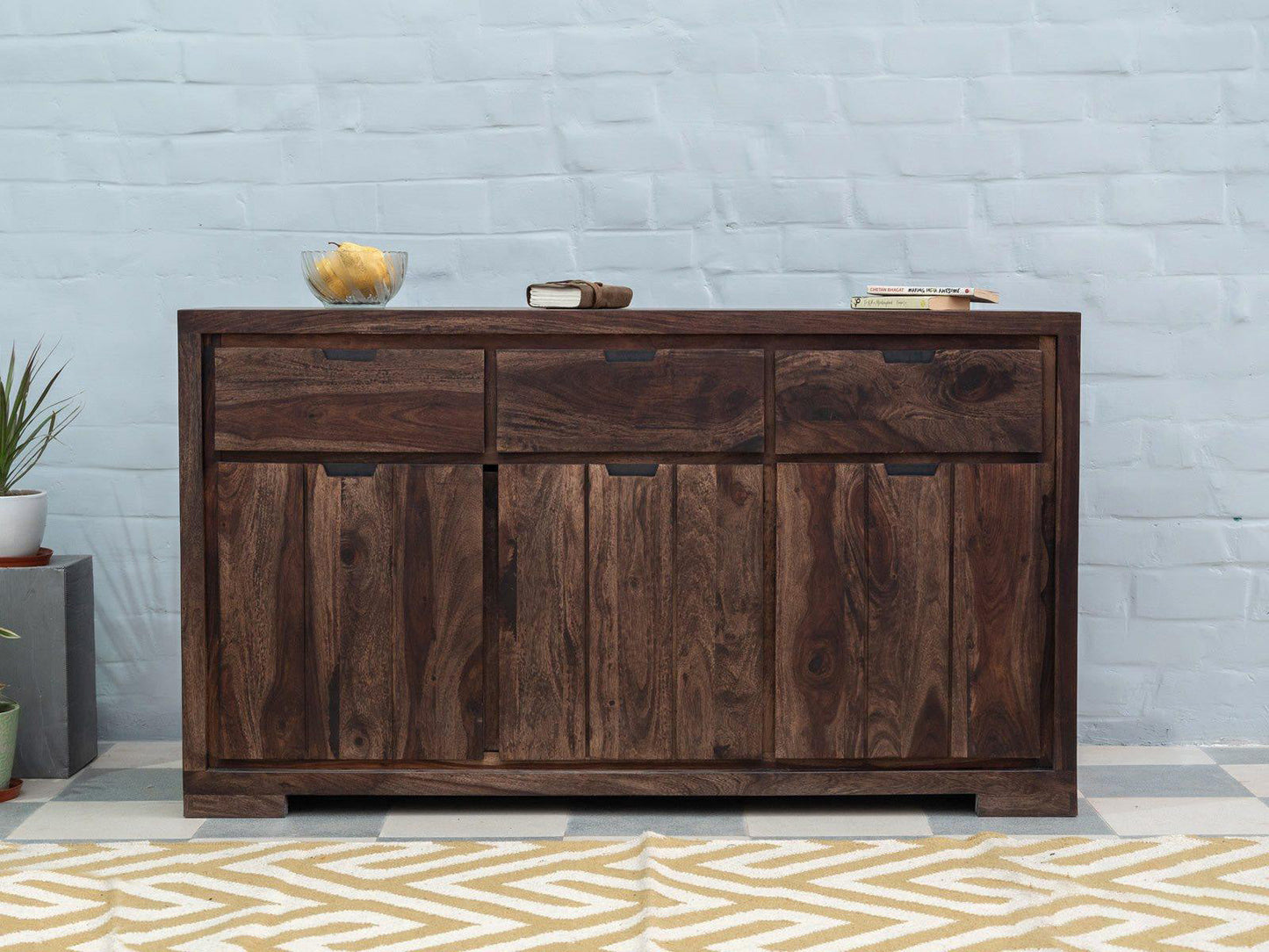 Dudi Furniture Gangaur Solid Wood Sideboard with Drawers