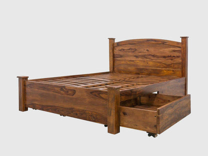 Dudi Furniture Hawkin Solid Wood Storage King Size Bed with Storage