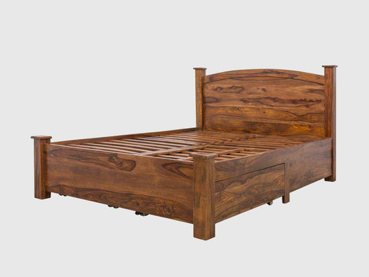 Dudi Furniture Hawkin Solid Wood Storage King Size Bed with Storage