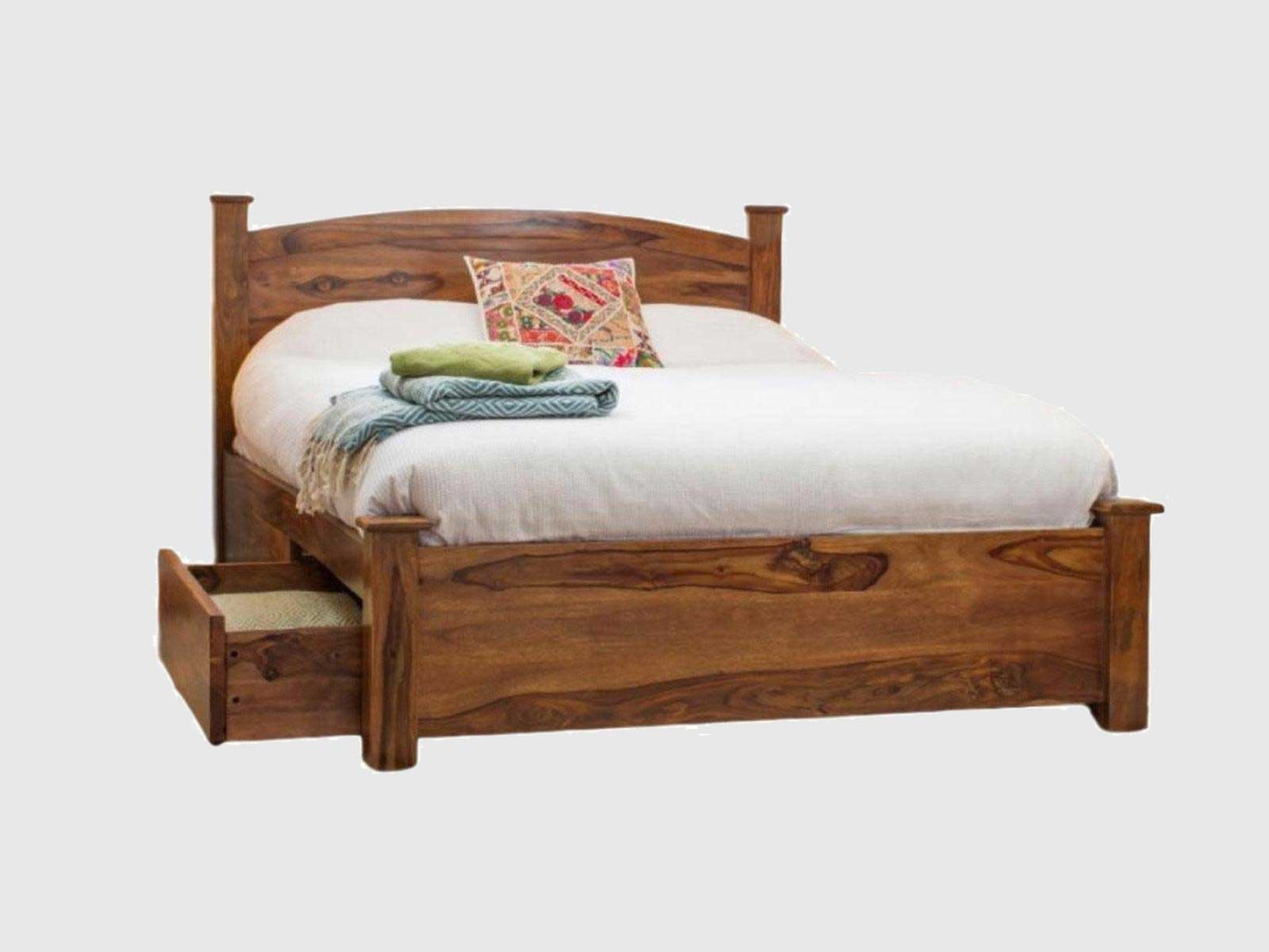 Dudi Furniture Hawkin Solid Wood Storage King Size Bed with Storage