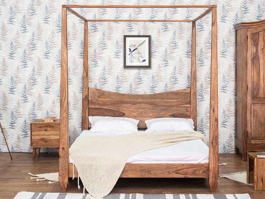Dudi Furniture Hawkin Solid Wood Four-Poster King Size Bed